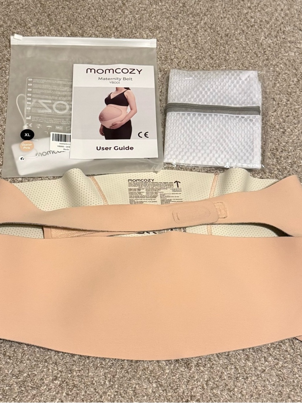 Beige Maternity Support Belt - Comfortable Pregnancy Belly Band Momcozy size XL